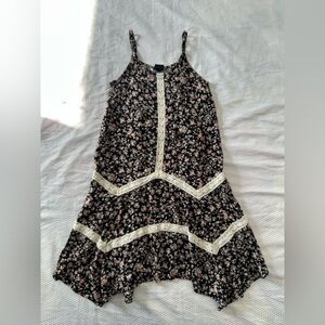 Art Class Black Floral Dress with Cream Accents